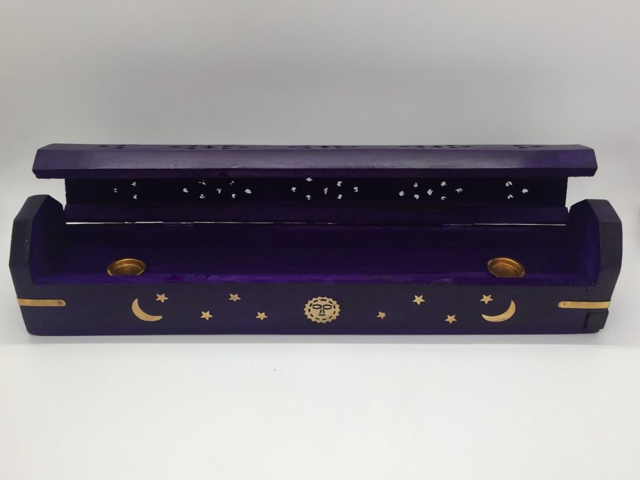Purple Coffin Moon Star Incense Burner 1