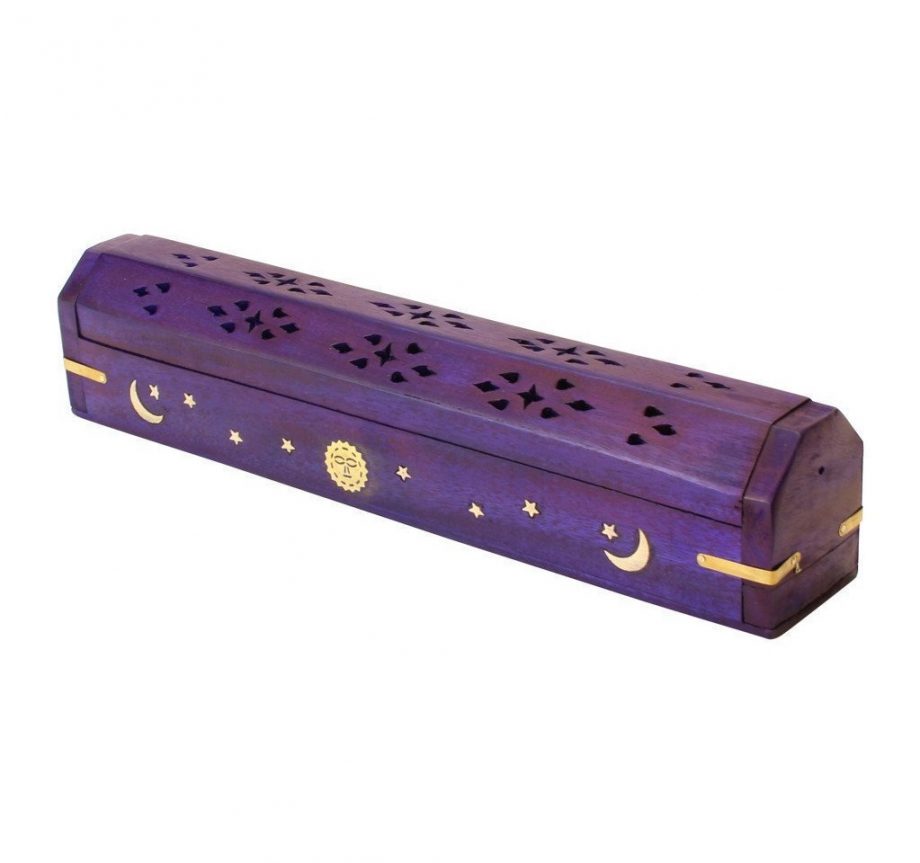Purple Coffin Moon Star Incense Burner 3 2